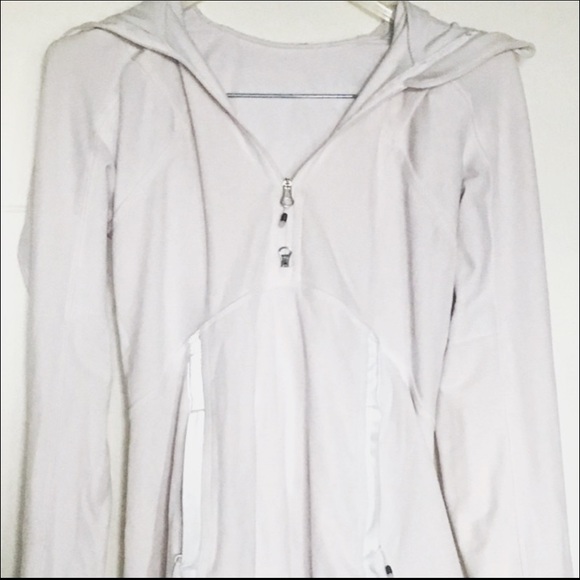Like New Lululemon White Hooded Quarter Zip Jacket - Picture 3 of 5